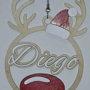 Boule de Noël personnalisée – Renne avec bonnet
